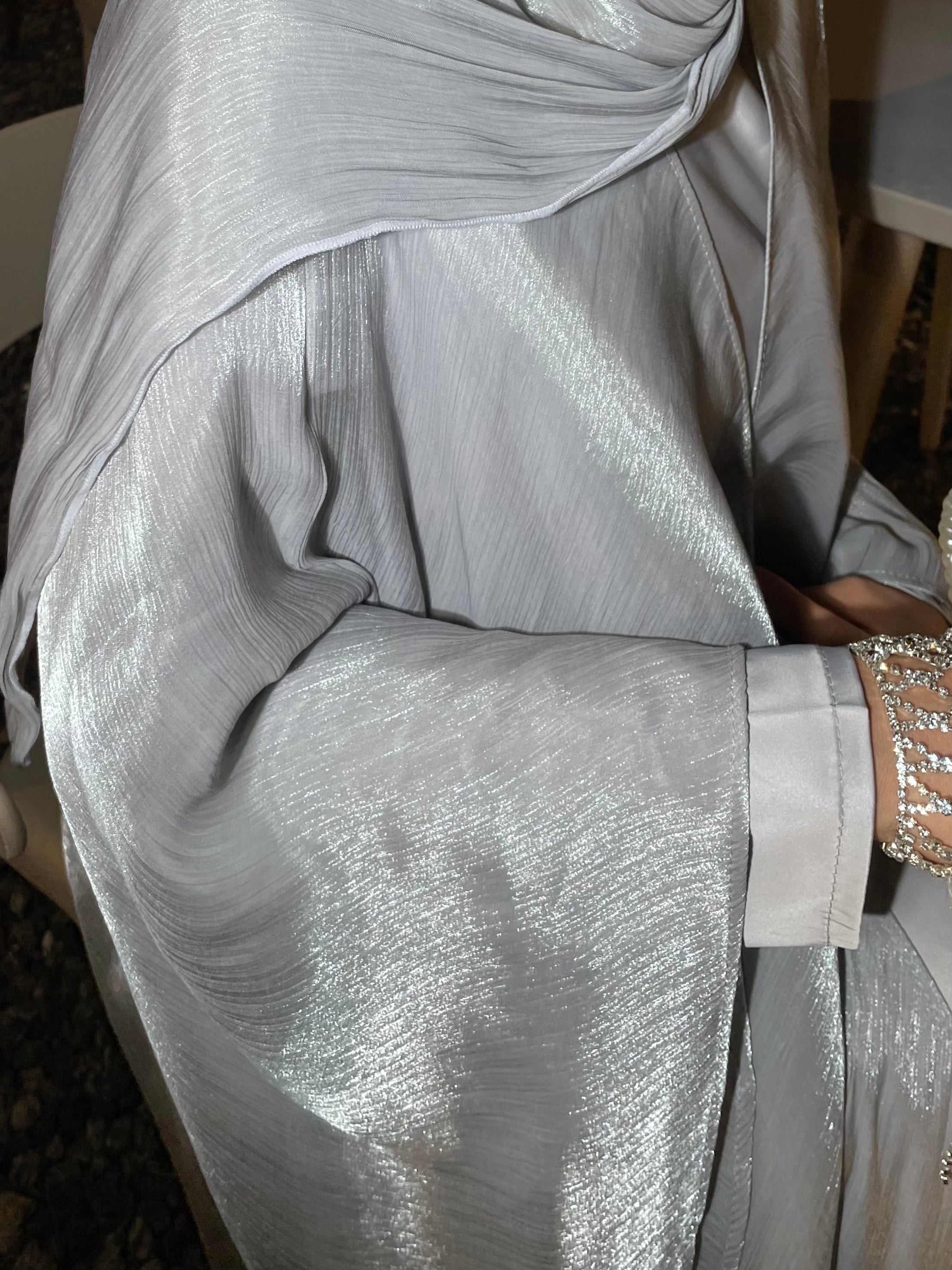 #LY06 Elegant butterfly organza abaya set, shimmer abaya set with inner dress and hijab