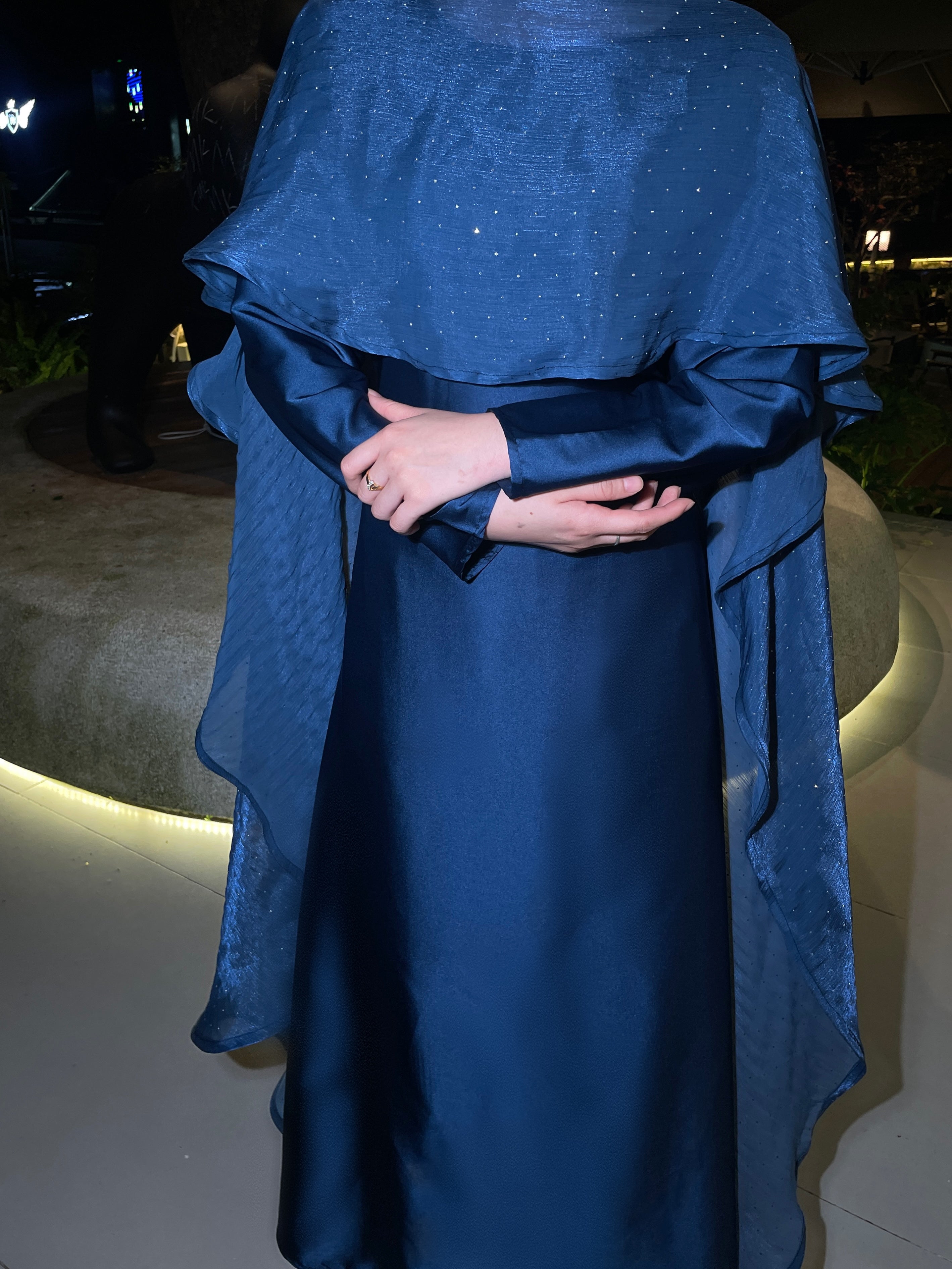 #LY01 Organza cape abaya set, TWO- pieces with inner dress support customize color/size