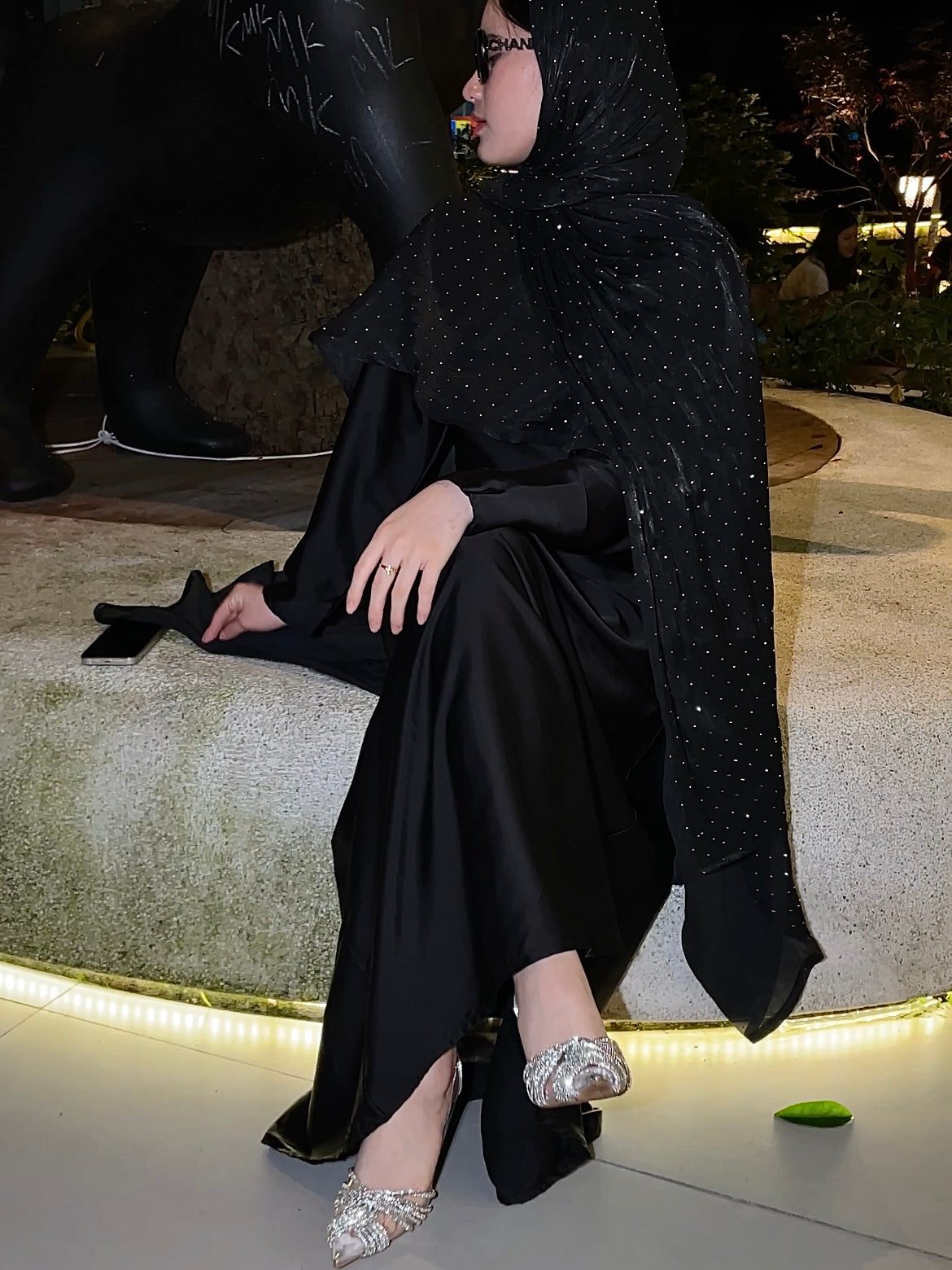 #LY01 Organza cape abaya set, TWO- pieces with inner dress support customize color/size