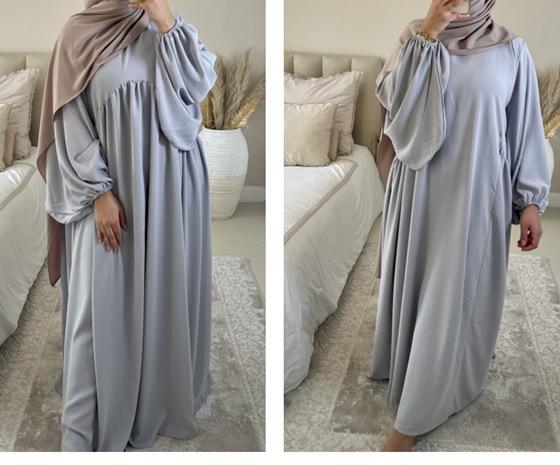 #LY21 Crepe abaya ,Balloon sleeves  maxi dress loose-fitting arabic clothing muslim dress A-Line Plain plus size dress