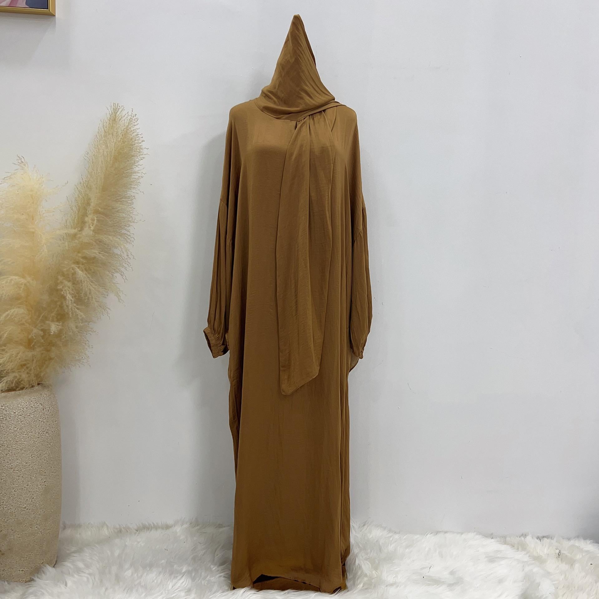 #LY42[Ramadan promotion] Latest model Crepe abaya with hijab hooded abaya maxi dress muslim long women dress prayer dress