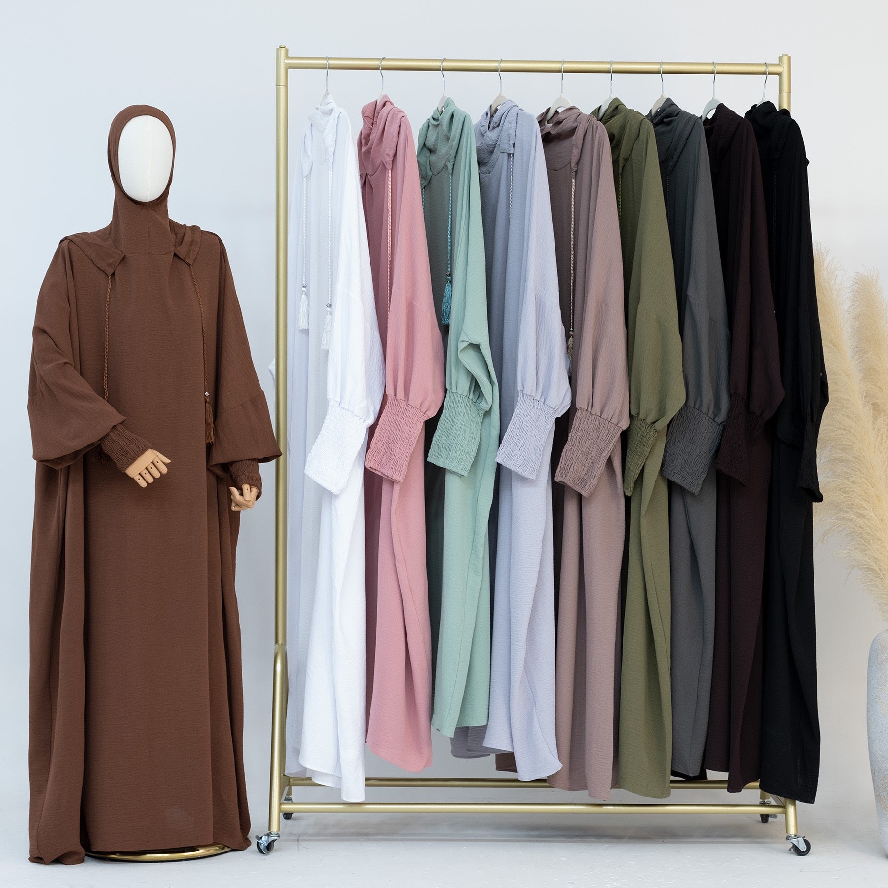 #LY20 Crepe hooded dress, plain maxi dress, casual muslim long women dress