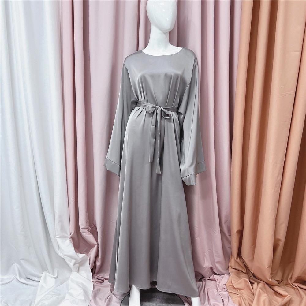 #LY44[Ramadan promotion] Latest model Silk abaya Plain satin abaya maxi dress muslim long women dress prayer dress