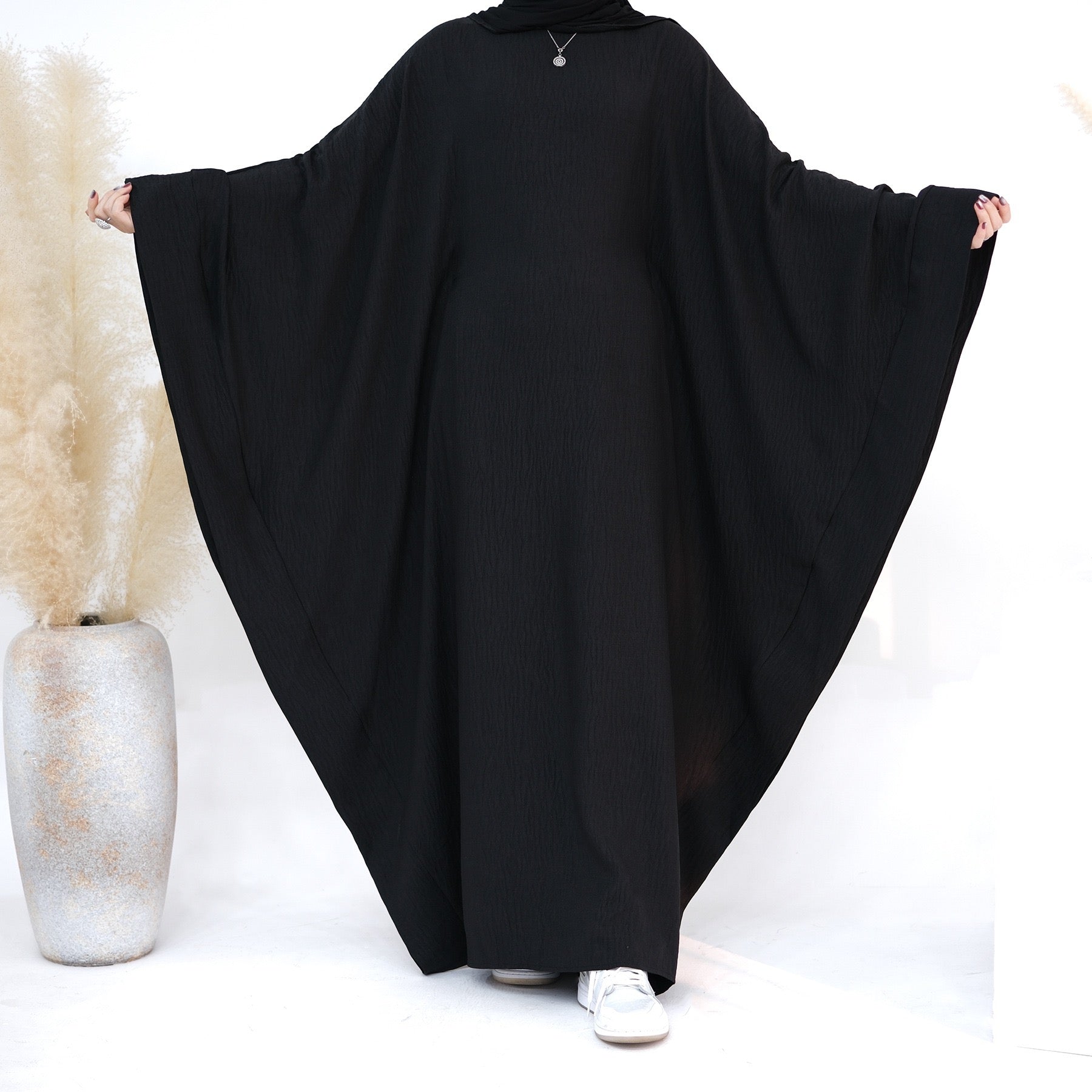 #LY49 Linen batwing abaya simple plain abaya modest fashion maxi dress muslim long women dress