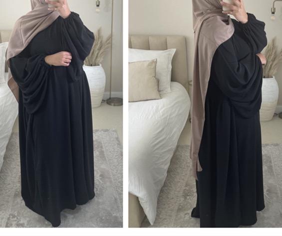 #LY21 Crepe abaya ,Balloon sleeves  maxi dress loose-fitting arabic clothing muslim dress A-Line Plain plus size dress