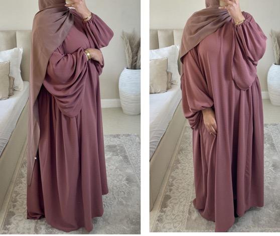 #LY21 Crepe abaya ,Balloon sleeves  maxi dress loose-fitting arabic clothing muslim dress A-Line Plain plus size dress