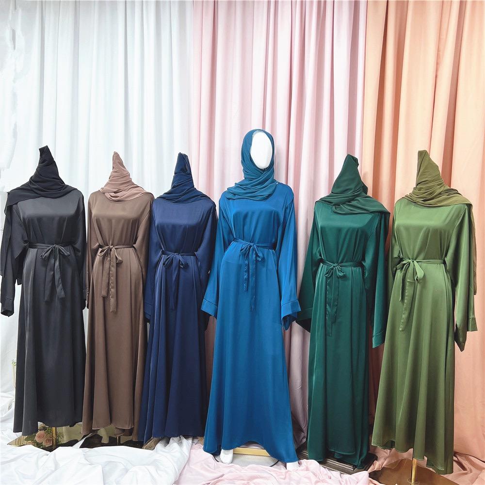 #LY44[Ramadan promotion] Latest model Silk abaya Plain satin abaya maxi dress muslim long women dress prayer dress