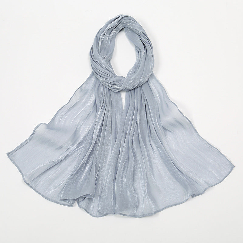 LY53 Cool and Breathable Shimmer Long Scarf, Solid Color Simple Abaya