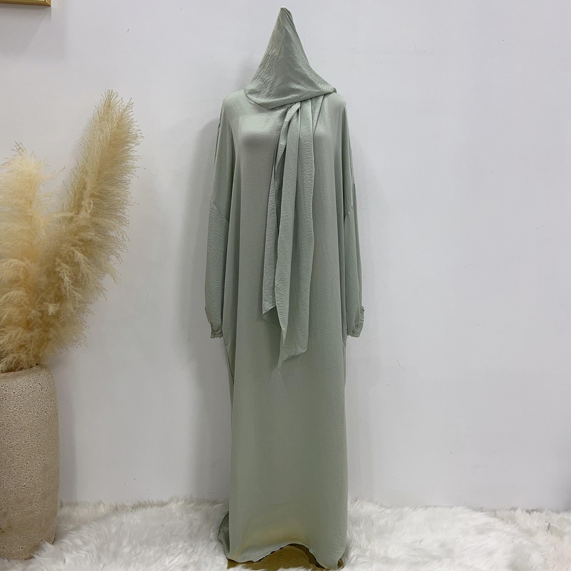 #LY42[Ramadan promotion] Latest model Crepe abaya with hijab hooded abaya maxi dress muslim long women dress prayer dress