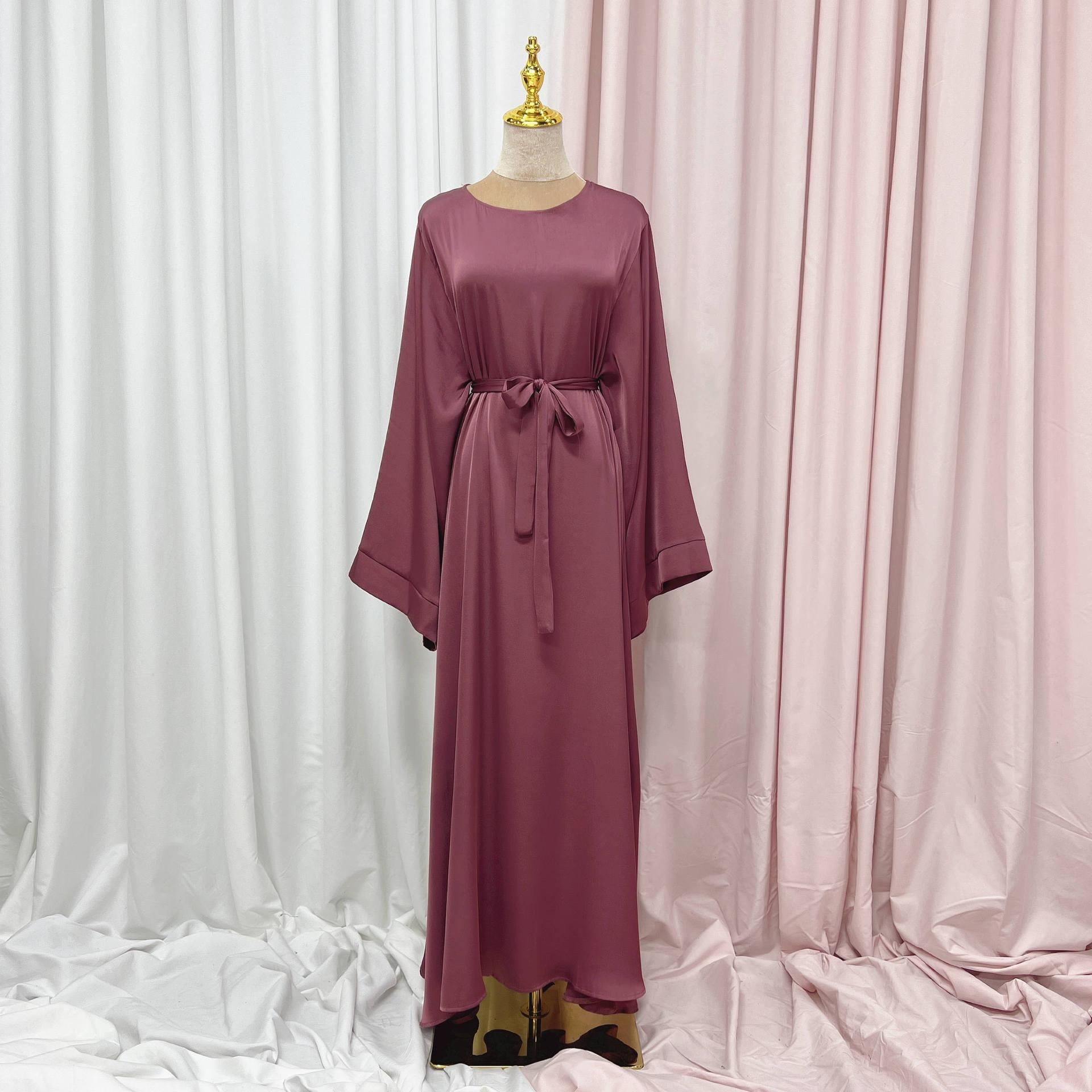 #LY44[Ramadan promotion] Latest model Silk abaya Plain satin abaya maxi dress muslim long women dress prayer dress