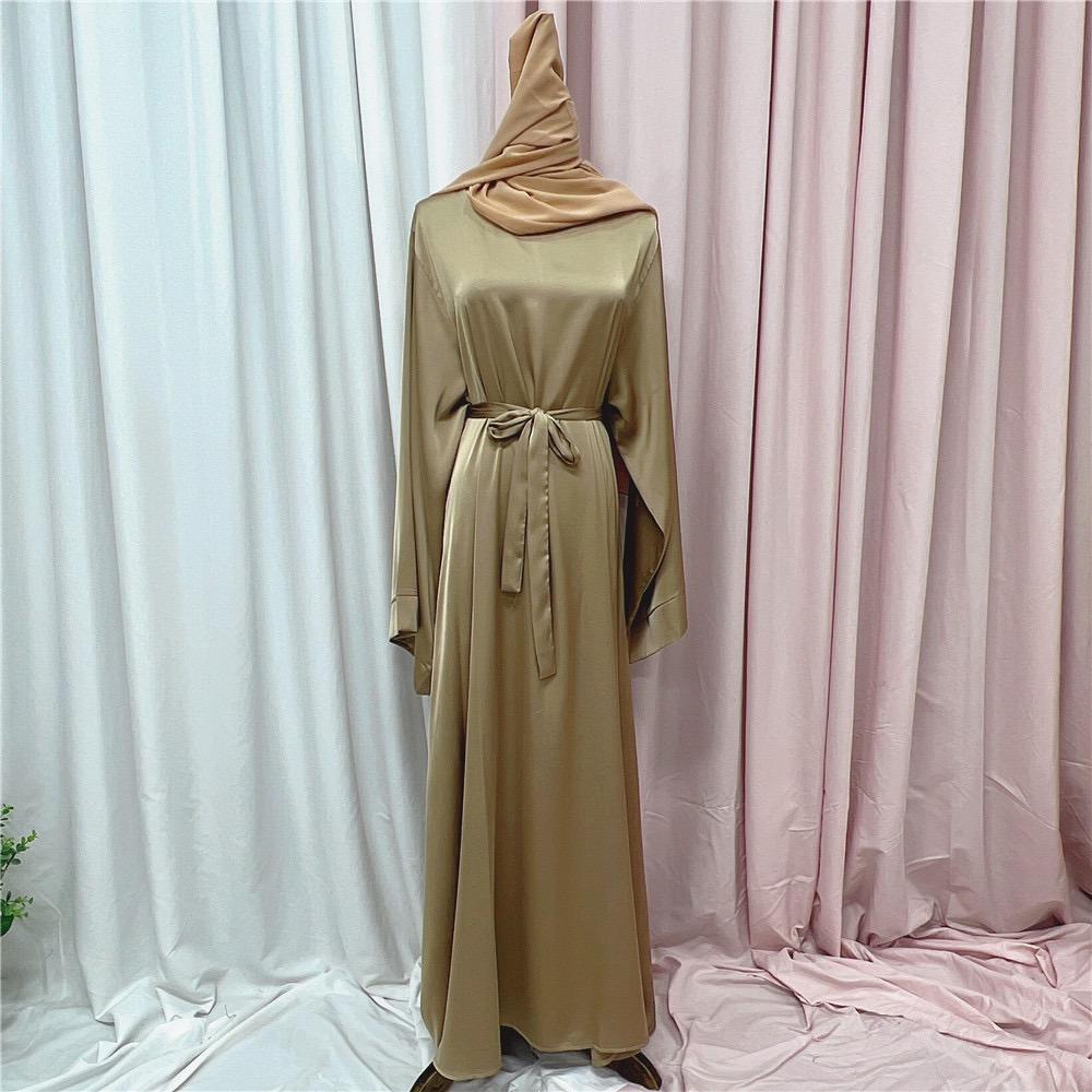 #LY44[Ramadan promotion] Latest model Silk abaya Plain satin abaya maxi dress muslim long women dress prayer dress