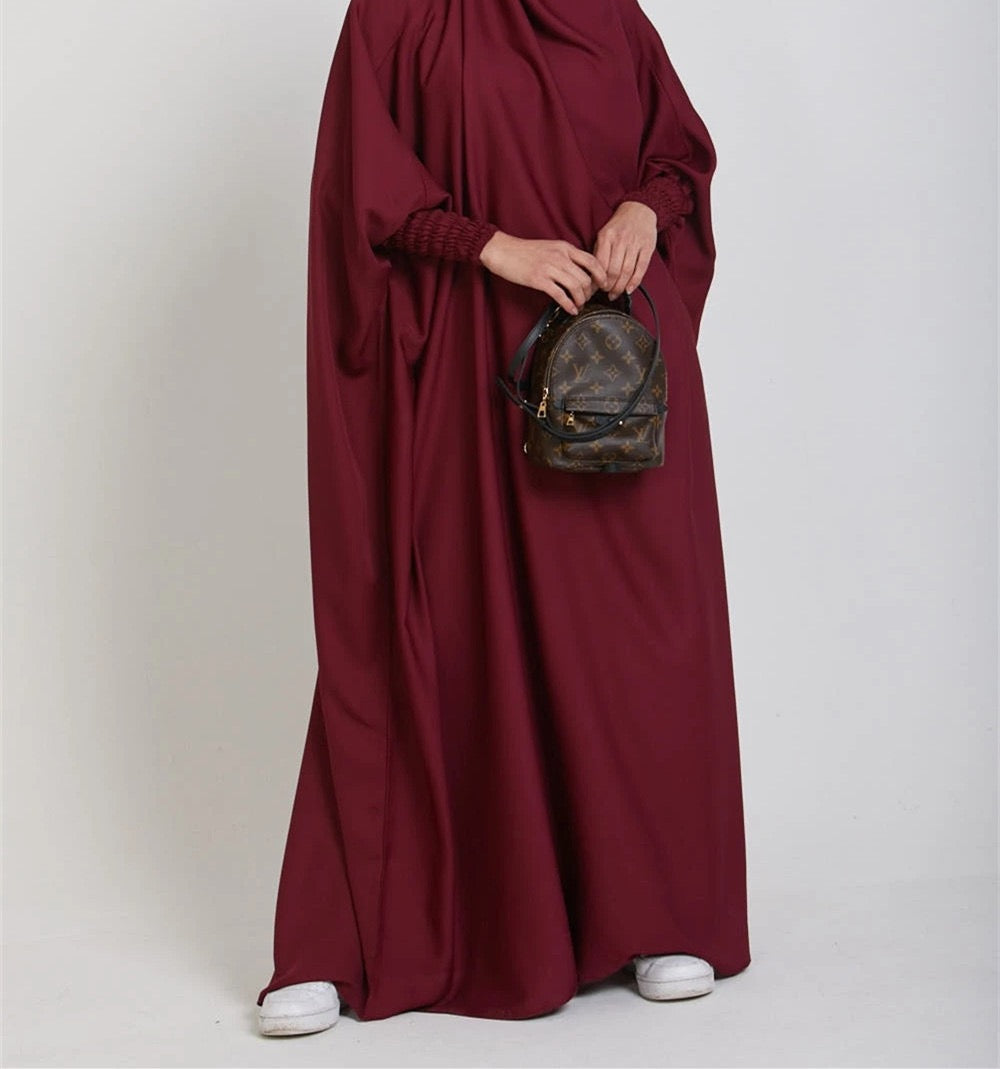 #LY29 One piece jilbab silk abaya with hijab mother and kids maxi dress muslim dress praying clothing kids dress