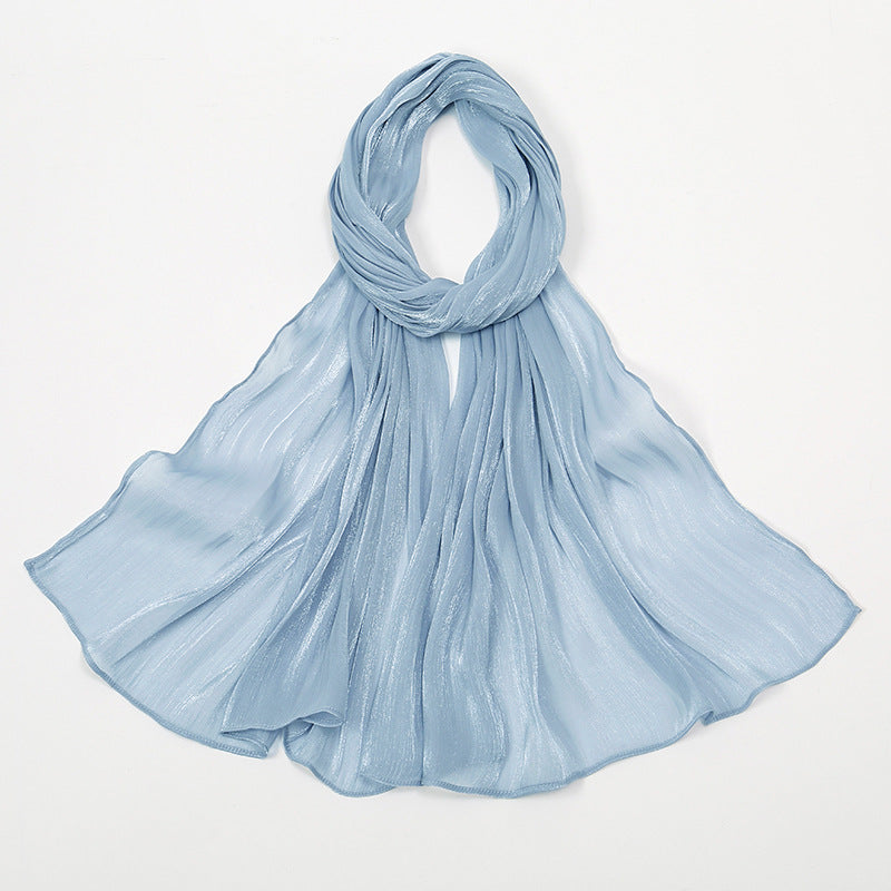 LY53 Cool and Breathable Shimmer Long Scarf, Solid Color Simple Abaya