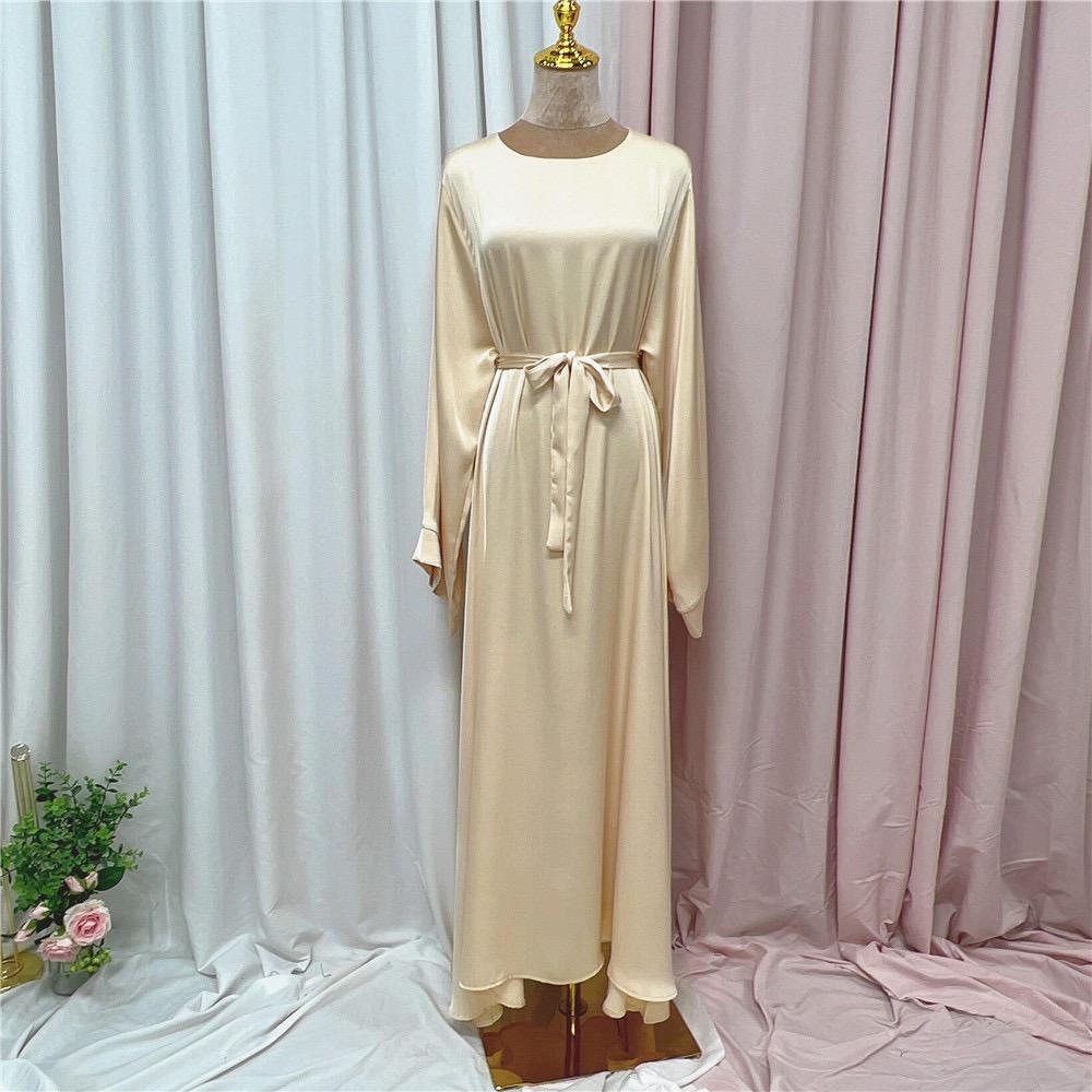 #LY44[Ramadan promotion] Latest model Silk abaya Plain satin abaya maxi dress muslim long women dress prayer dress