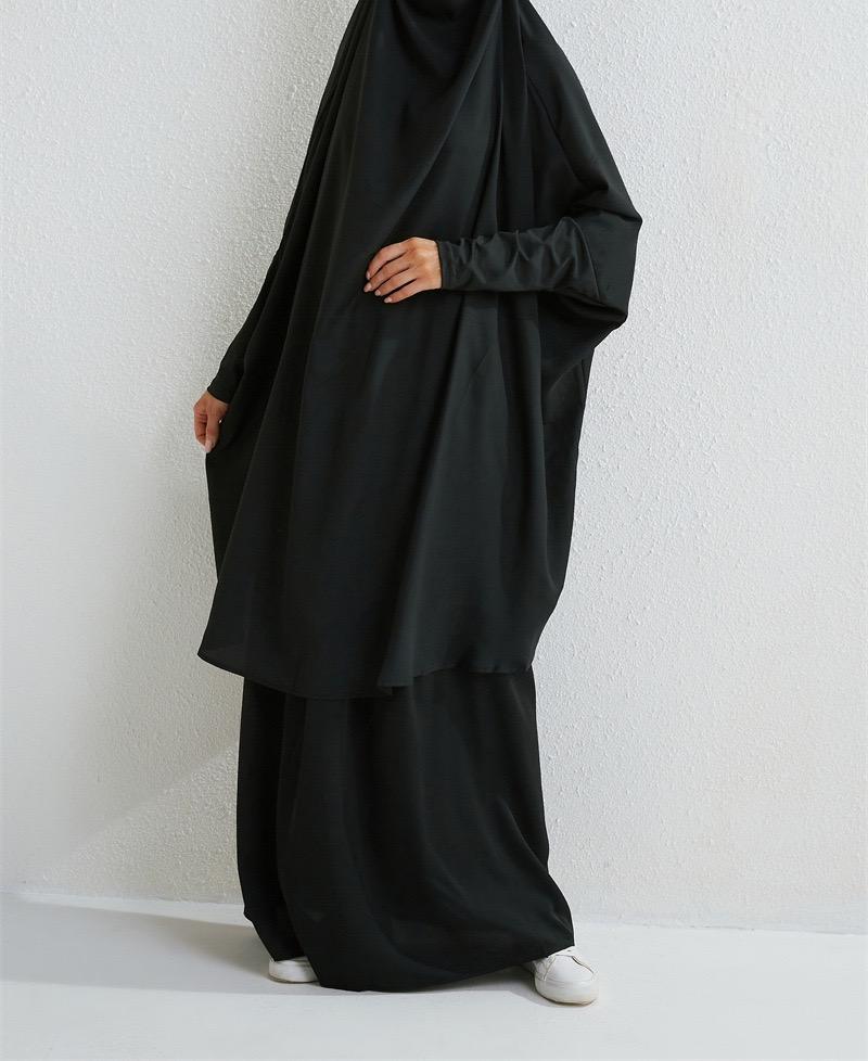 #LY32 Two piece nida jilbab come with skirt Solid Cape Sleeve Abaya, Modest Long Sleeve Maxi Abaya, Women's Clothing