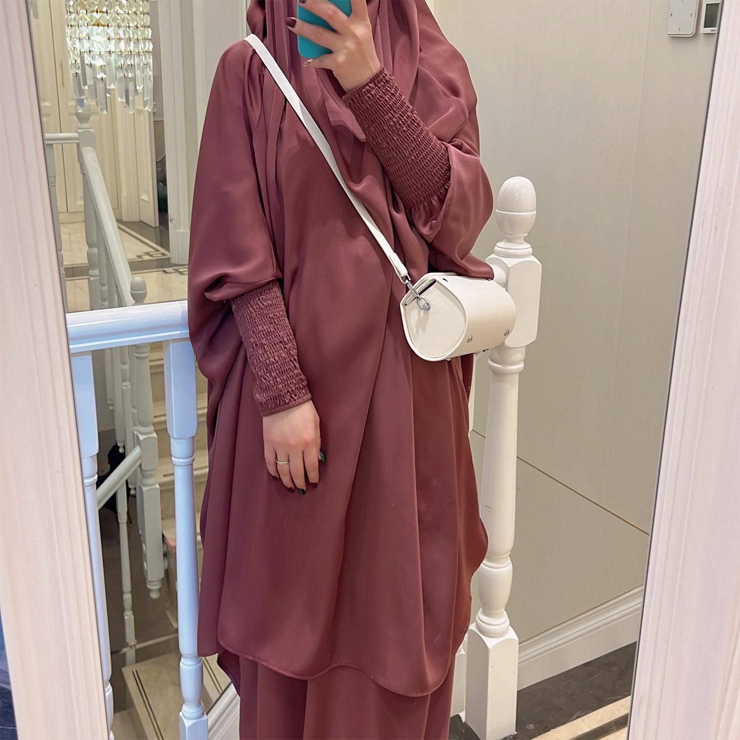 [โปรโมชั่นเดือนรอมฎอน] รุ่นใหม่ล่าสุด ทูพีช nida jilbab มาพร้อมกระโปรง อาบายะห์ แขนยาว แม็กซี่ อาบายะห์ เสื้อผ้าผู้หญิง 