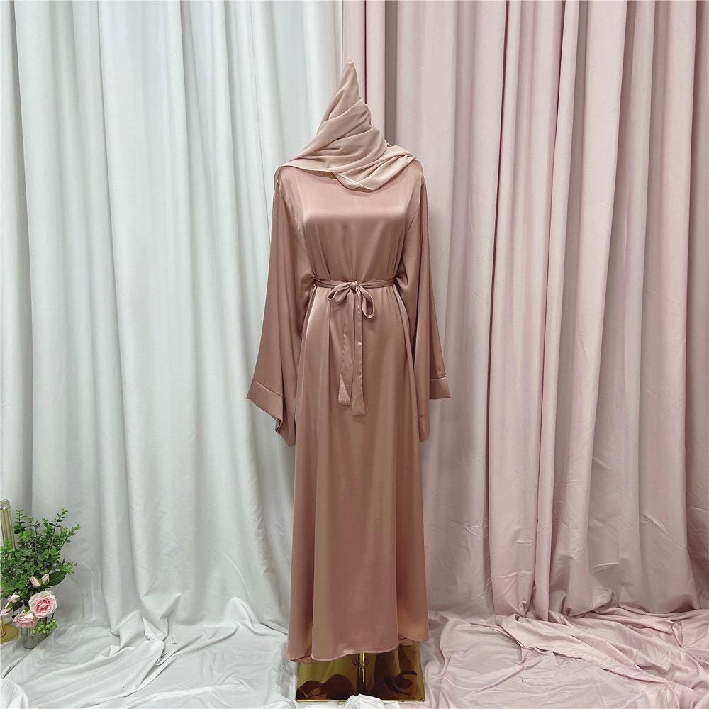 #LY44[Ramadan promotion] Latest model Silk abaya Plain satin abaya maxi dress muslim long women dress prayer dress