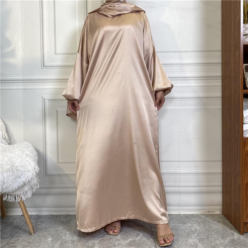 #LY29 Silk abaya with hijab hooded abaya maxi dress muslim long women dress prayer dress