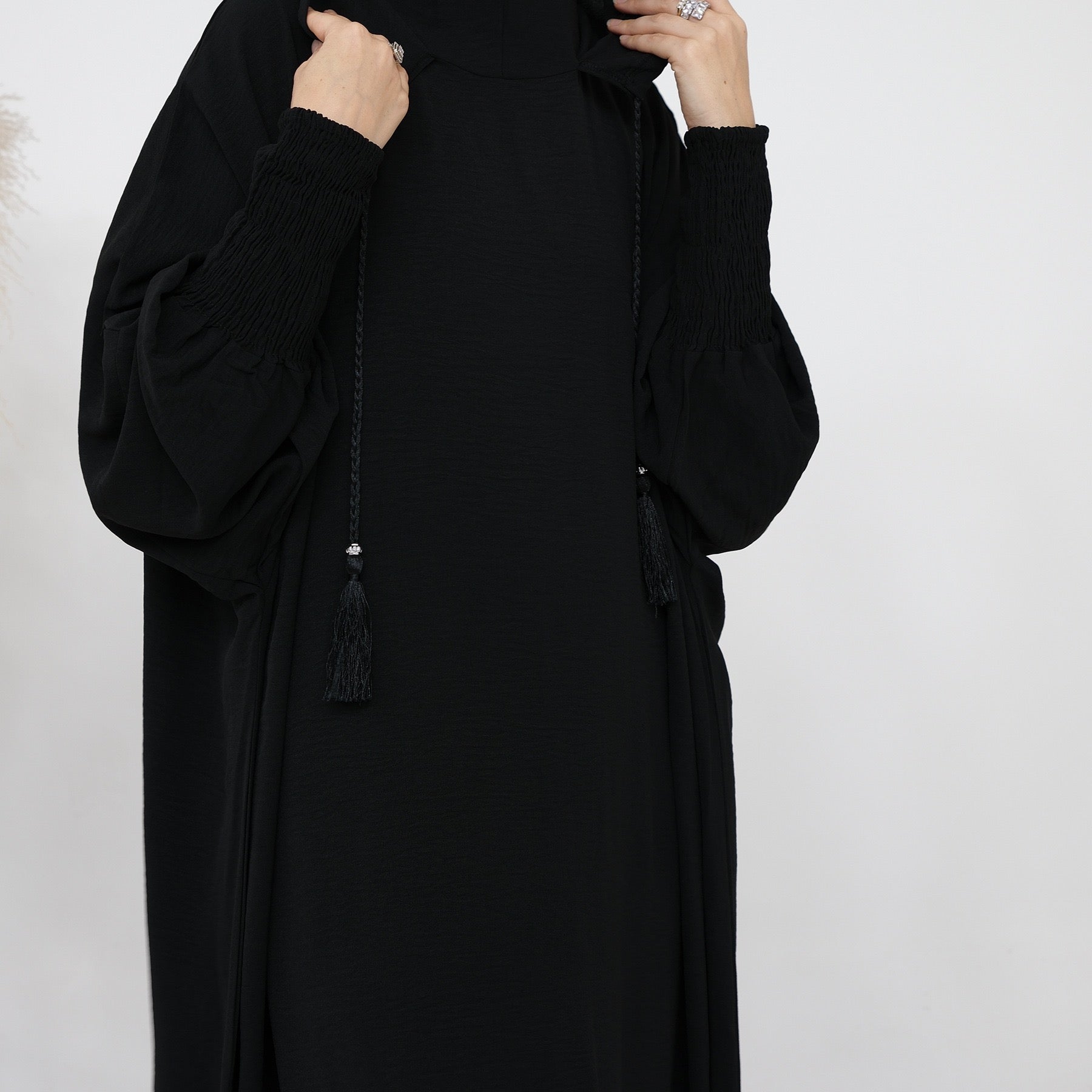 #LY20 Crepe hooded dress, plain maxi dress, casual muslim long women dress