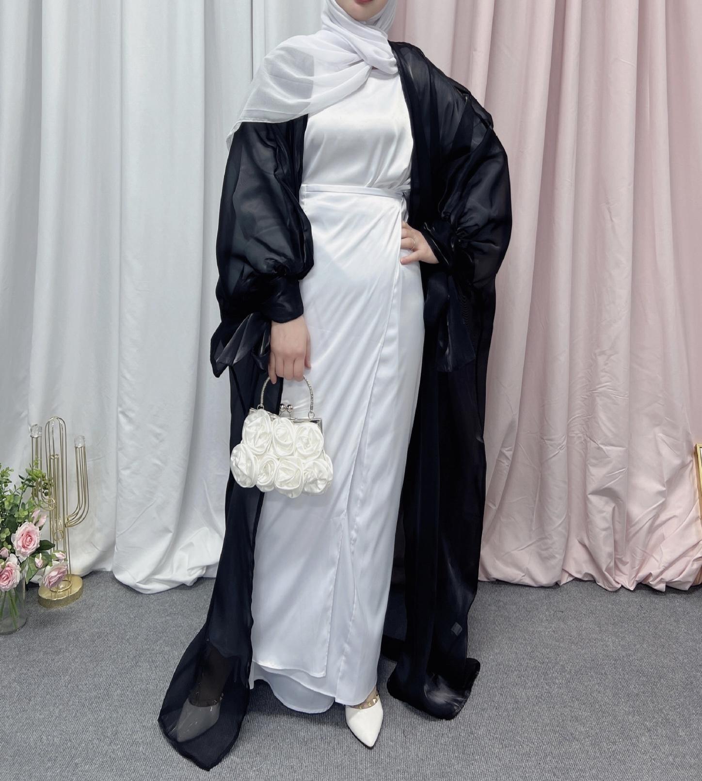 [โปรโมชั่นเดือนรอมฎอน] รุ่นใหม่ล่าสุด เปิดชุดอาบายา Organza Abaya เดรสยาวผ้าไหมอาบายามุสลิม