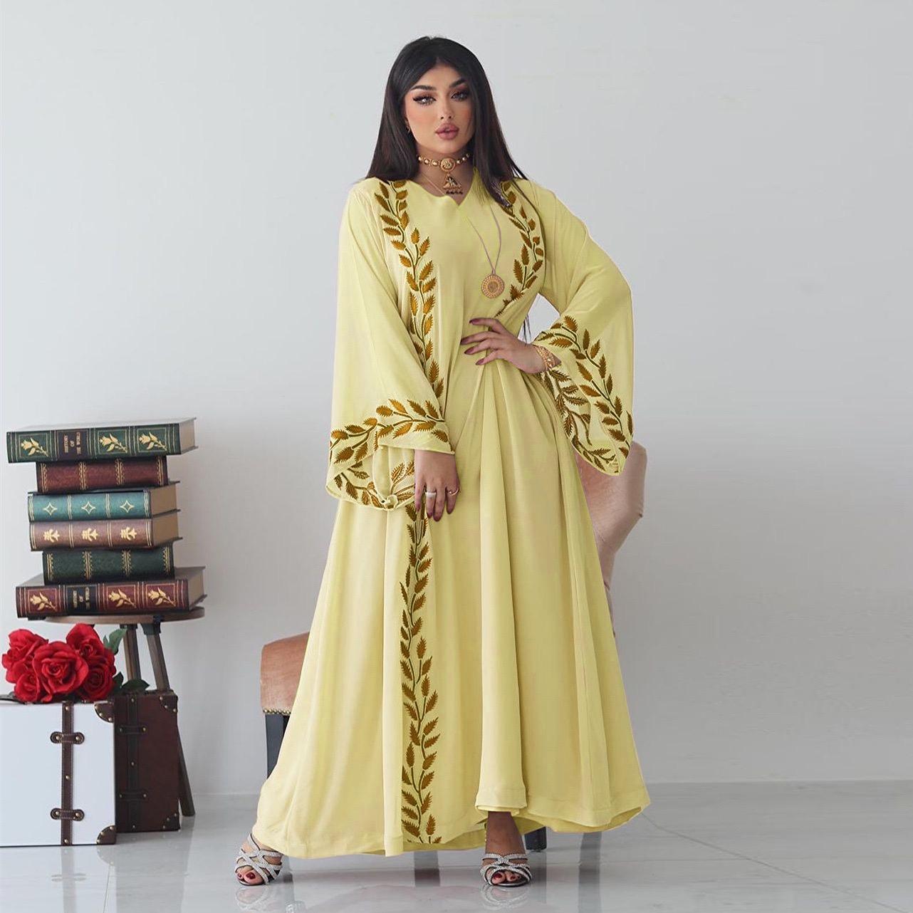 #LY37 Two piece set , Embroidered abaya  chiffon Design abaya