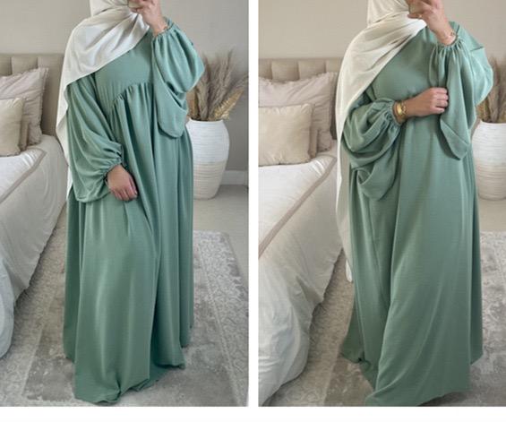 #LY21 Crepe abaya ,Balloon sleeves  maxi dress loose-fitting arabic clothing muslim dress A-Line Plain plus size dress