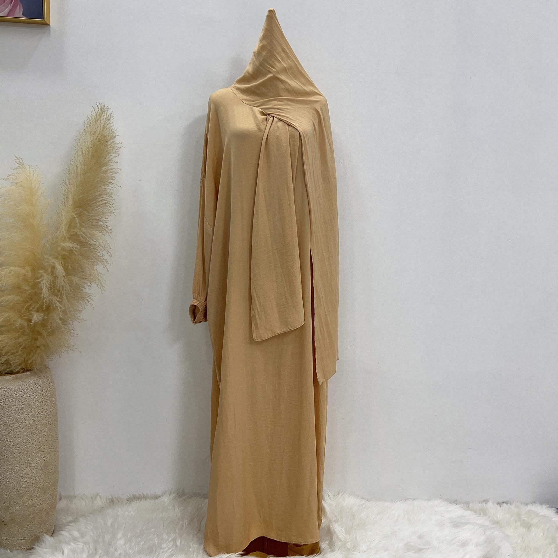 #LY42[Ramadan promotion] Latest model Crepe abaya with hijab hooded abaya maxi dress muslim long women dress prayer dress