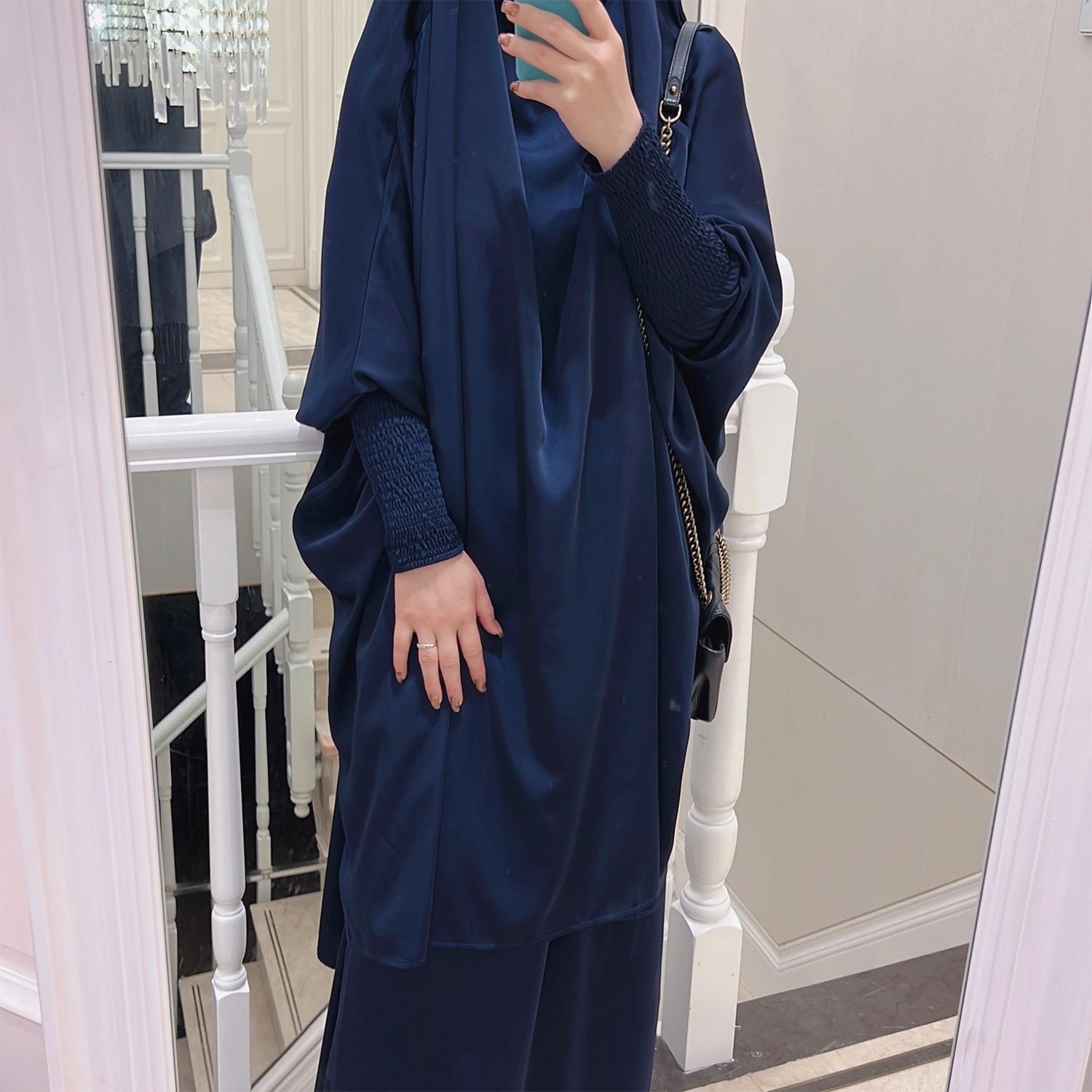 #LY33 Two piece nida jilbab come with skirt Solid Cape Sleeve Abaya, Modest Long Sleeve Maxi Abaya, Women's Clothing Prayer abaya