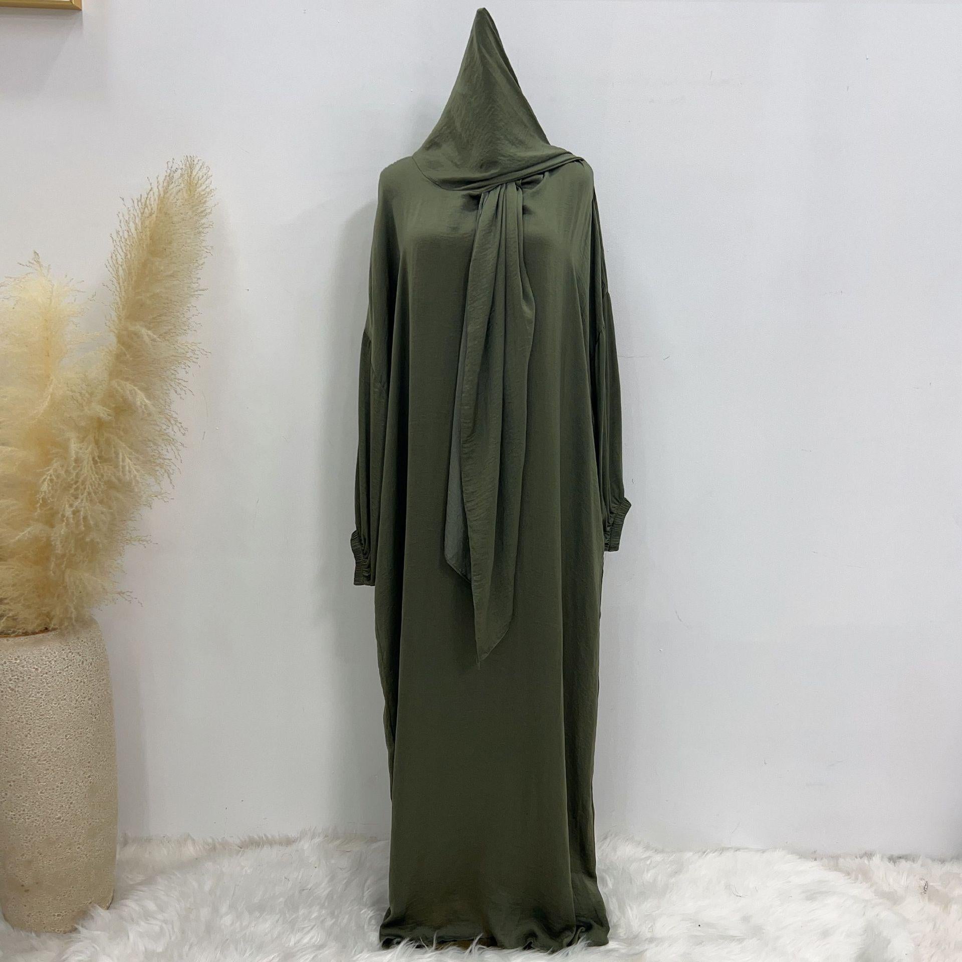 #LY42[Ramadan promotion] Latest model Crepe abaya with hijab hooded abaya maxi dress muslim long women dress prayer dress