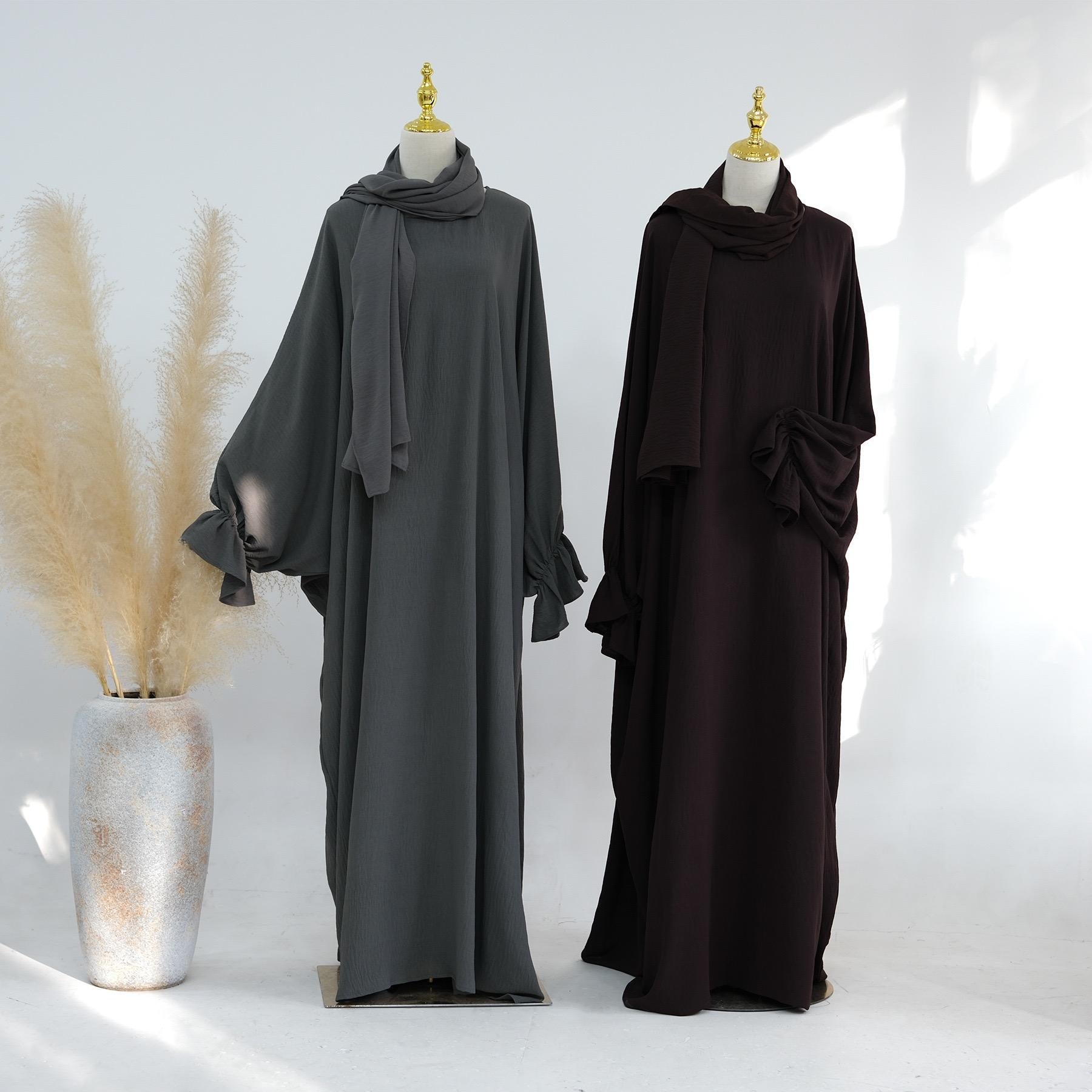 #LY24 Latest model Crepe abaya ,maxi dress loose-fitting arabic clothing muslim dress Butterfly abaya with hijab