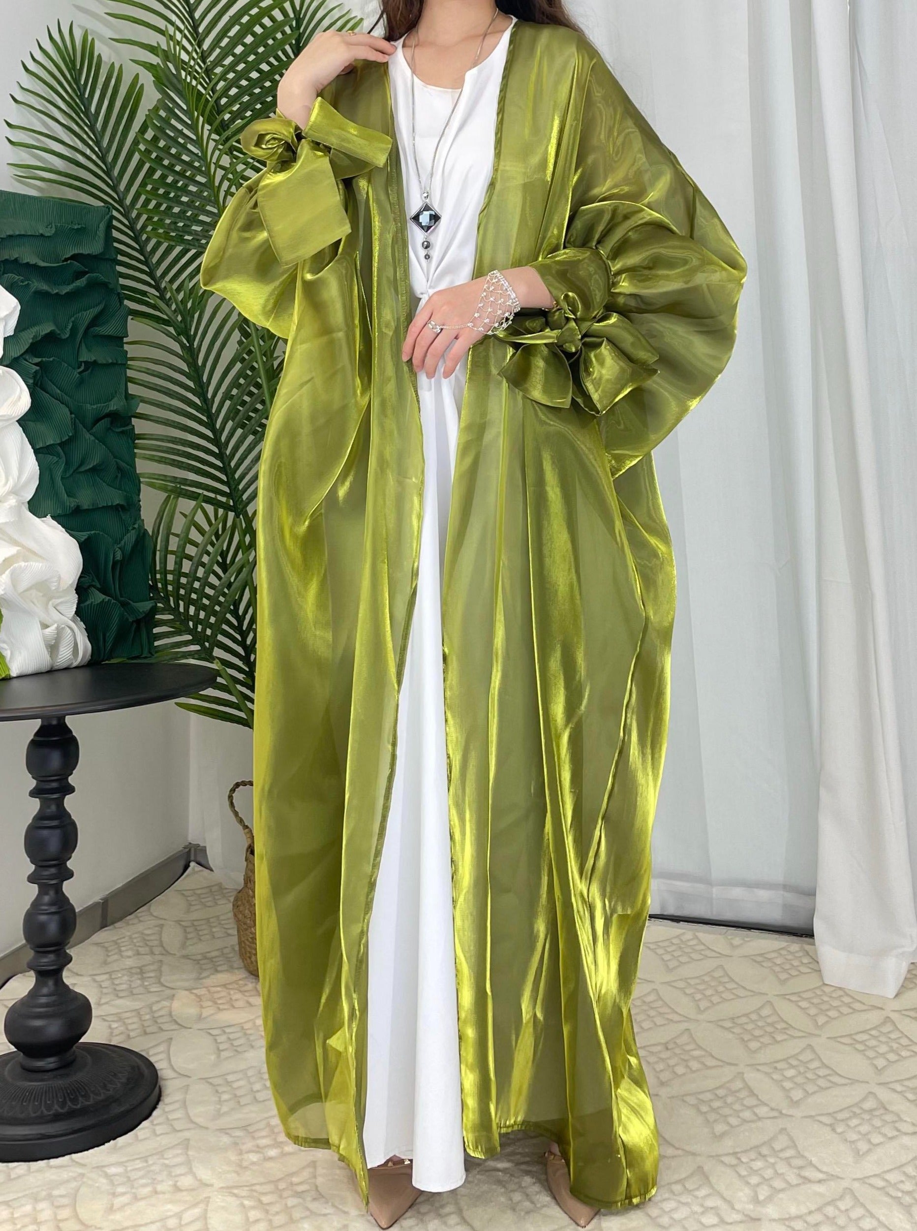 [โปรโมชั่นเดือนรอมฎอน] รุ่นใหม่ล่าสุด เปิดชุดอาบายา Organza Abaya เดรสยาวผ้าไหมอาบายามุสลิม