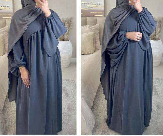 #LY21 Crepe abaya ,Balloon sleeves  maxi dress loose-fitting arabic clothing muslim dress A-Line Plain plus size dress