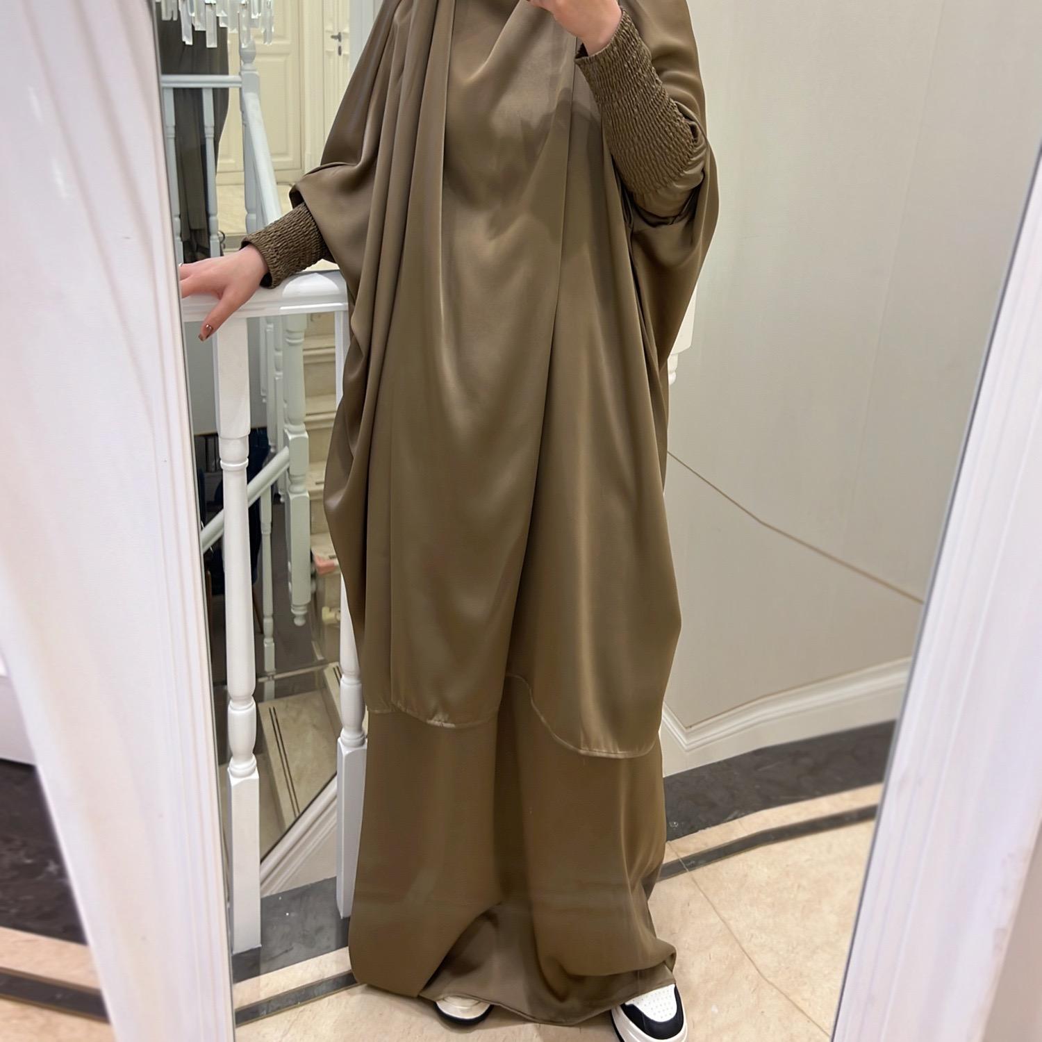 #LY33 Two piece nida jilbab come with skirt Solid Cape Sleeve Abaya, Modest Long Sleeve Maxi Abaya, Women's Clothing Prayer abaya