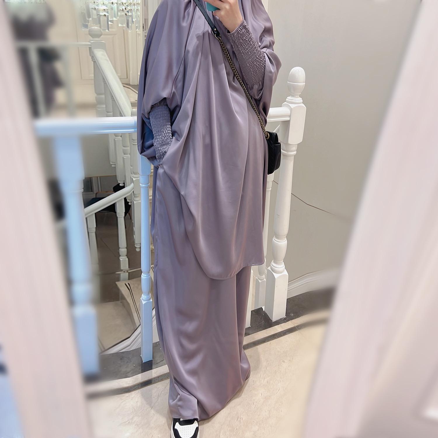 #LY33 Two piece nida jilbab come with skirt Solid Cape Sleeve Abaya, Modest Long Sleeve Maxi Abaya, Women's Clothing Prayer abaya