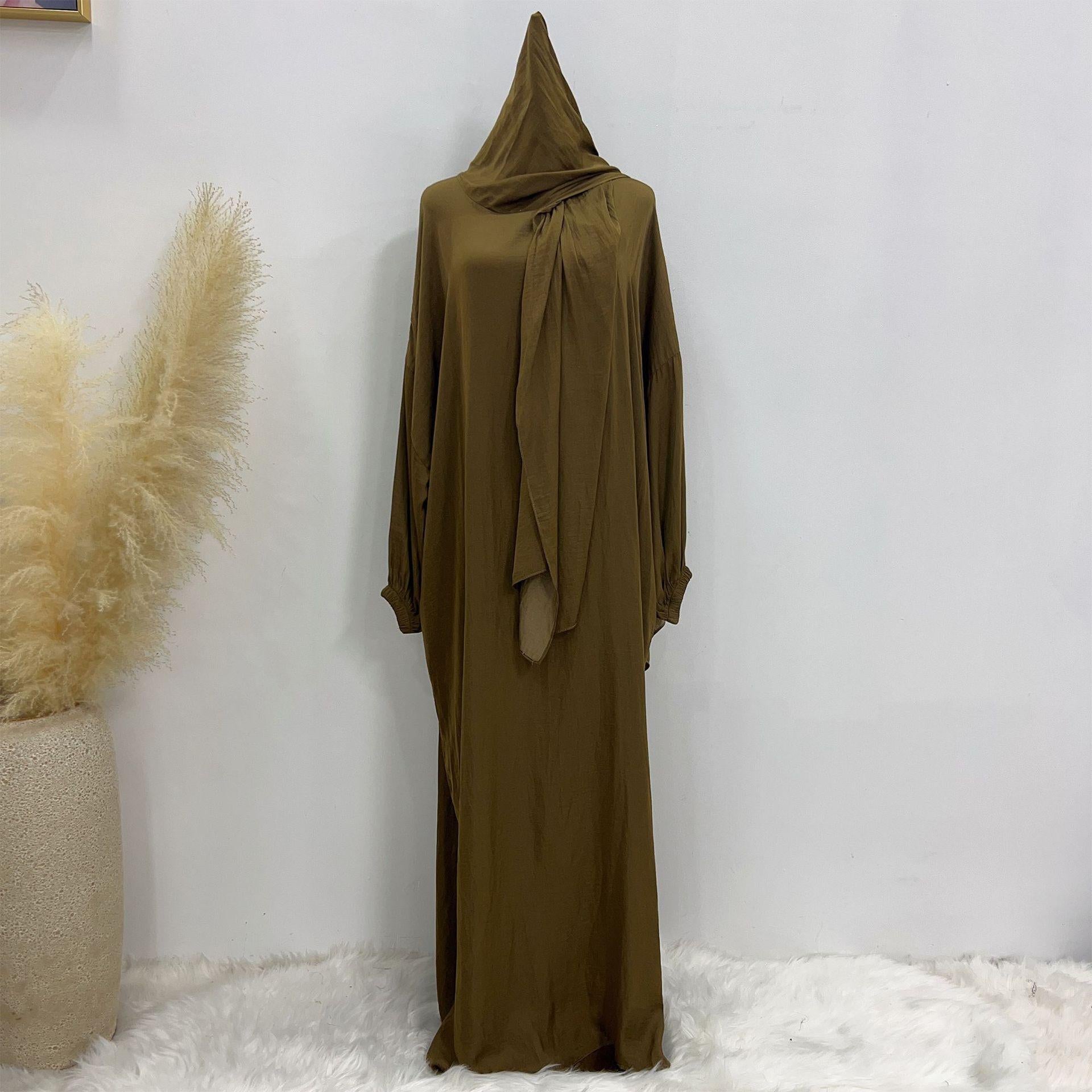 #LY42[Ramadan promotion] Latest model Crepe abaya with hijab hooded abaya maxi dress muslim long women dress prayer dress