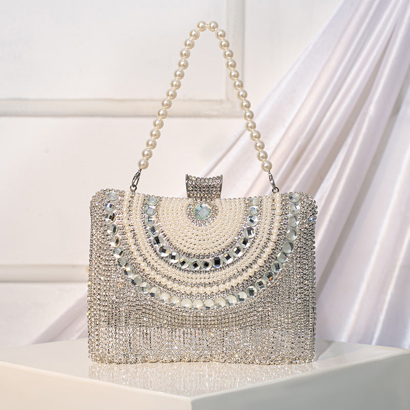 #LY51“Rhinestone Fringe Evening Bag, Fashionable and Versatile Crossbody Chain Clutch for Evening Dresses”