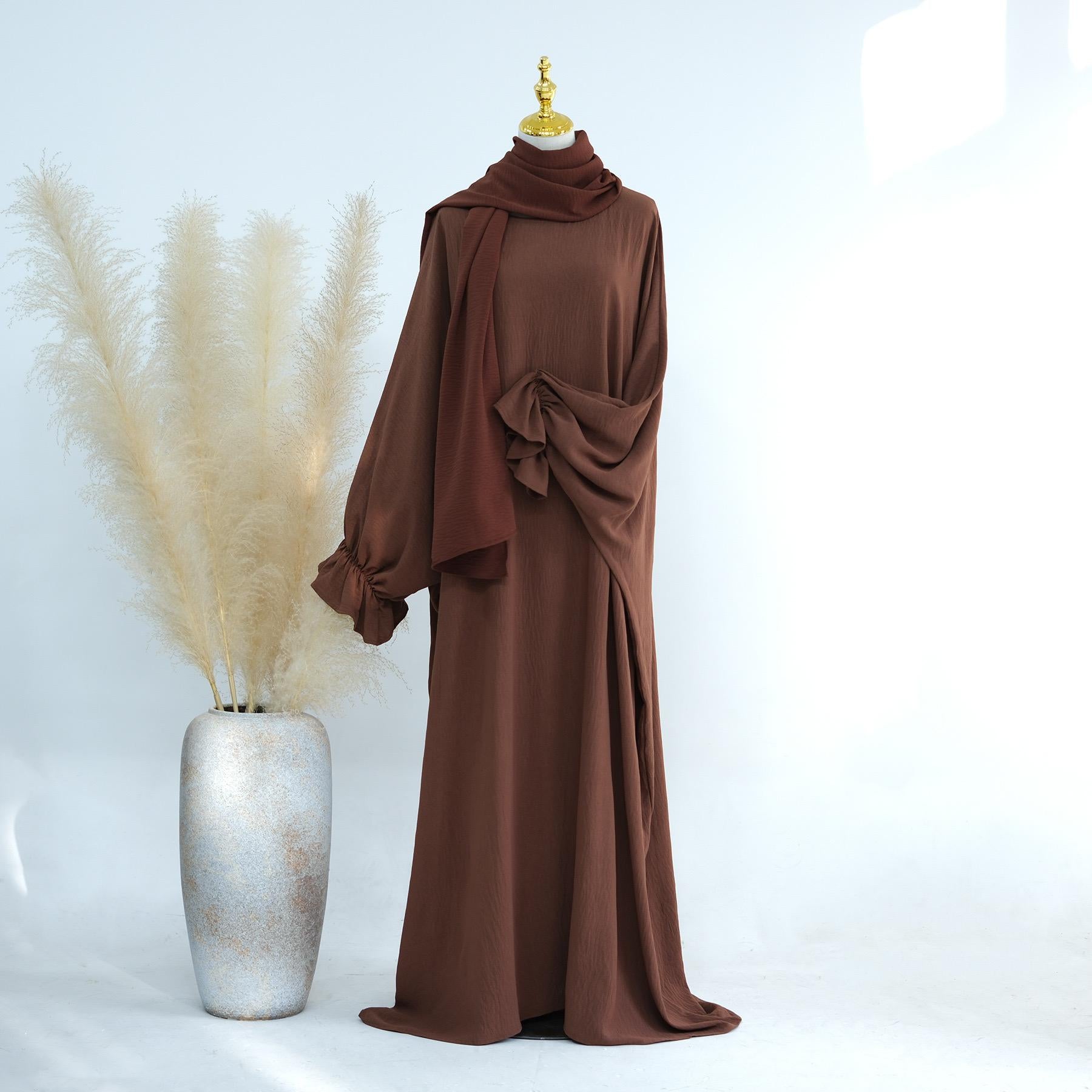 #LY24 Latest model Crepe abaya ,maxi dress loose-fitting arabic clothing muslim dress Butterfly abaya with hijab