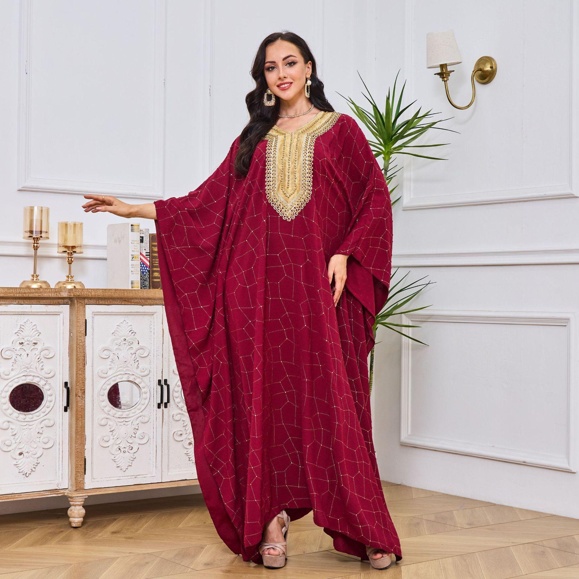 #LY20 Batwing Abaya Kaftan Maxi Dress Modest Abaya Long Women Dress Muslimah Dress  evening gown Cardigan outfit silk dress solid dress