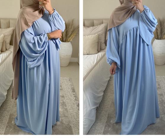 #LY21 Crepe abaya ,Balloon sleeves  maxi dress loose-fitting arabic clothing muslim dress A-Line Plain plus size dress