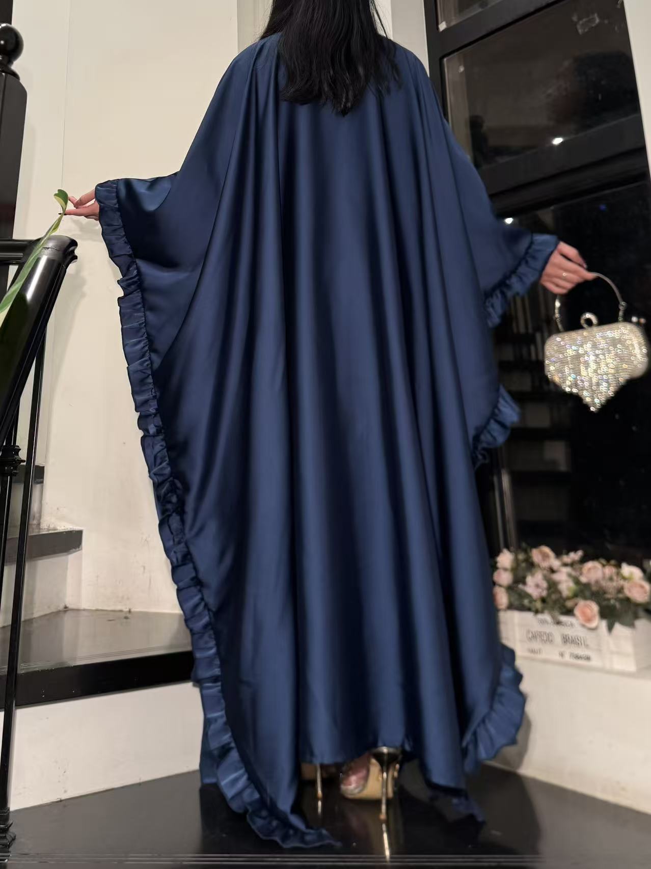 LY16 Two piece butterfly abaya , satin elegant abaya set, Eid abaya ,occasion dress , womwen's islamic long dress