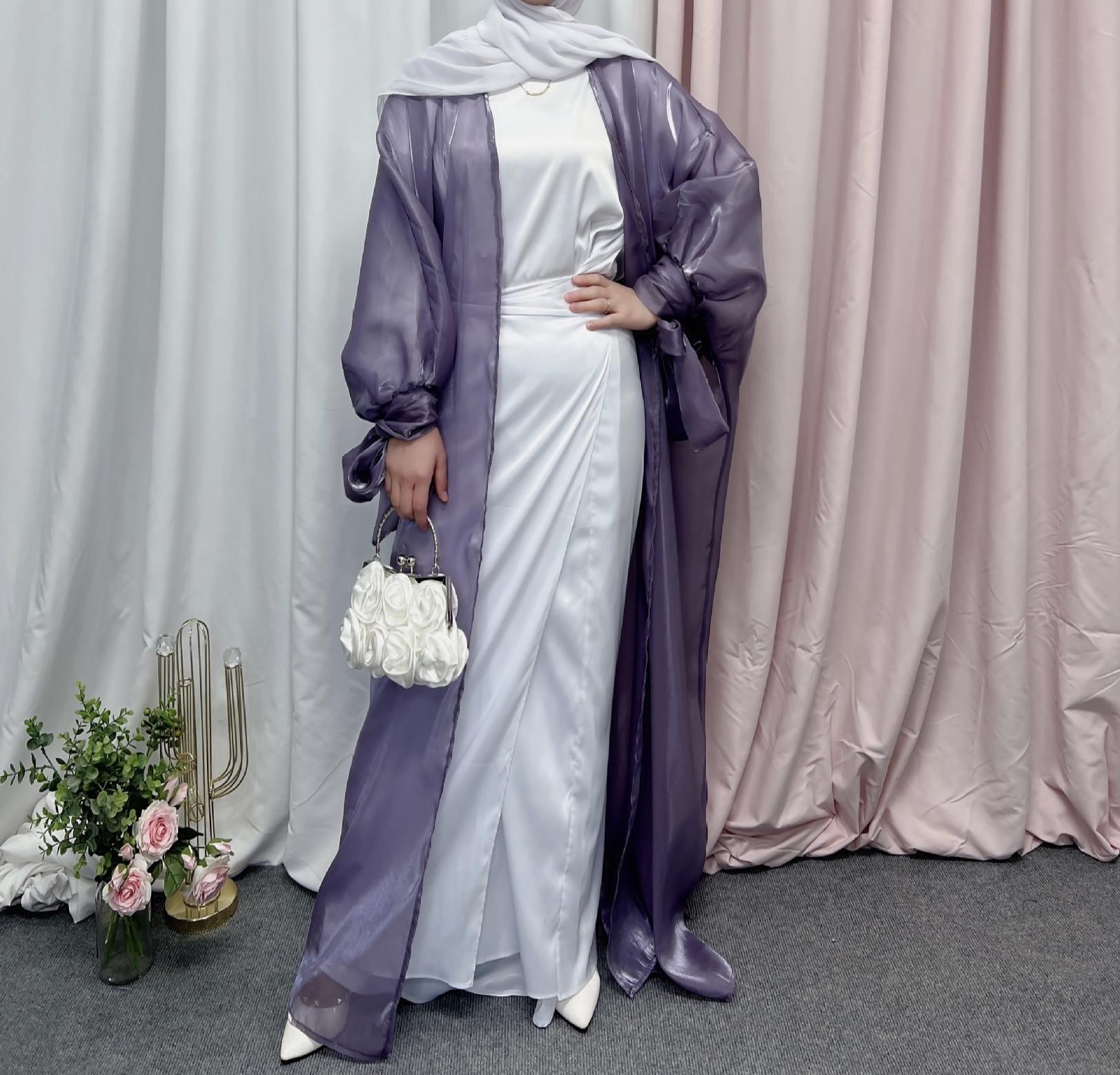 #LY27 Open abaya Organza Abaya Shiny open Abaya Muslim Long Women Dress