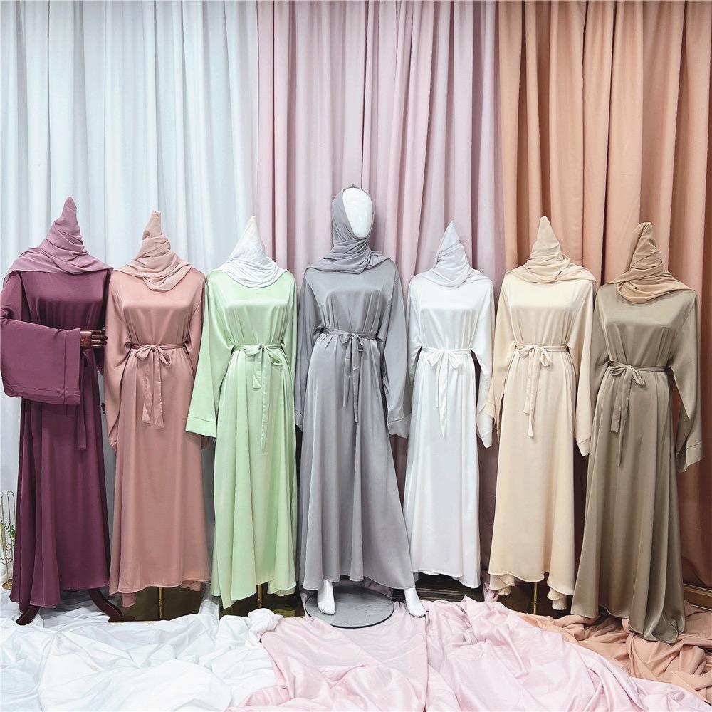 #LY44[Ramadan promotion] Latest model Silk abaya Plain satin abaya maxi dress muslim long women dress prayer dress