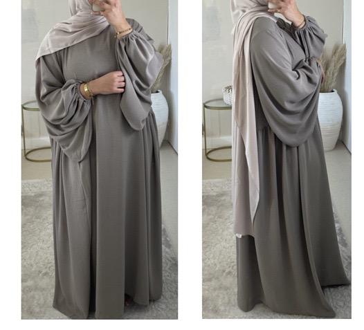 #LY21 Crepe abaya ,Balloon sleeves  maxi dress loose-fitting arabic clothing muslim dress A-Line Plain plus size dress