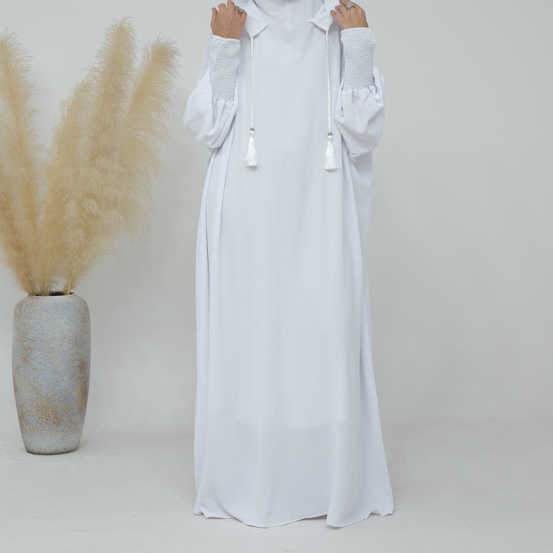 #LY20 Crepe hooded dress, plain maxi dress, casual muslim long women dress