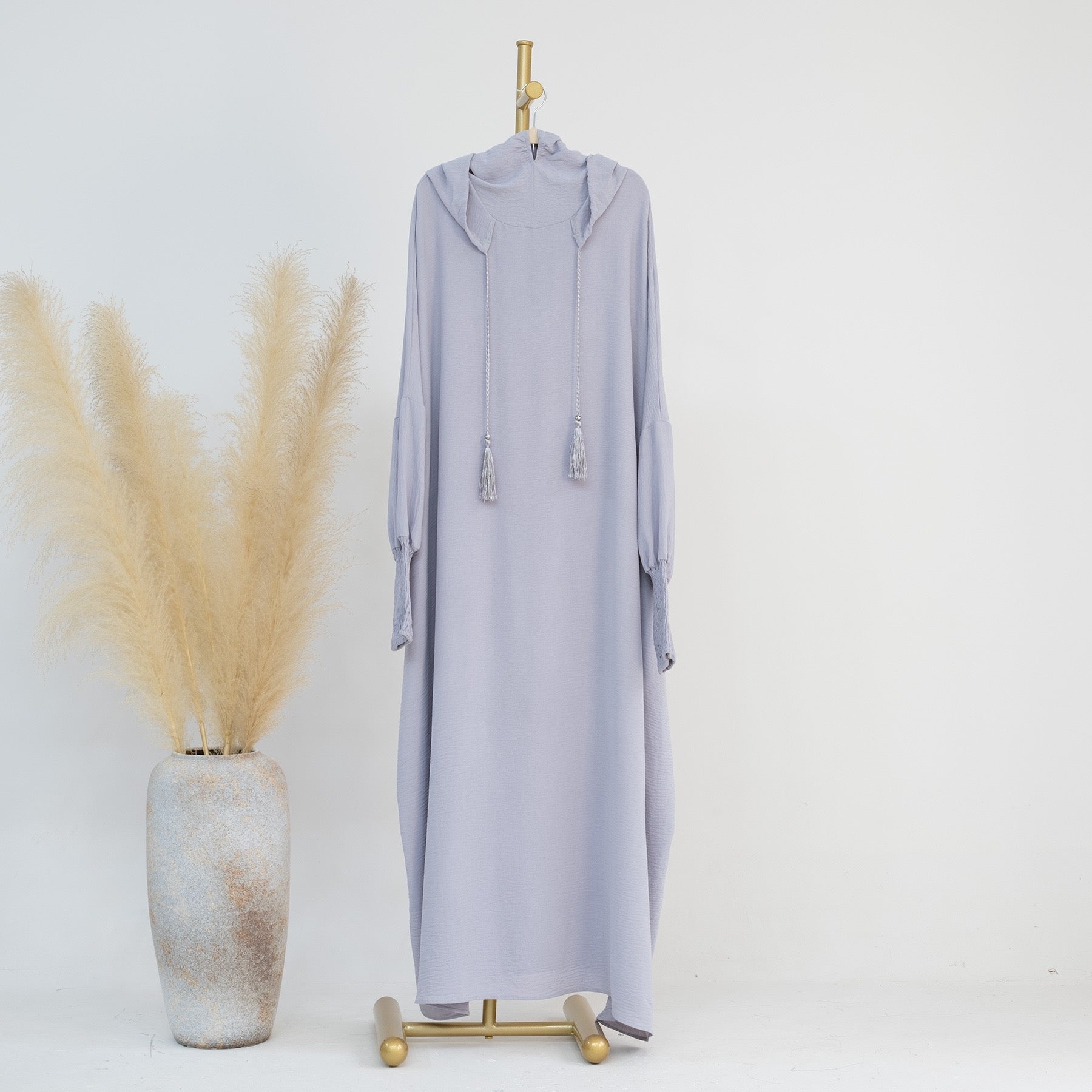 #LY20 Crepe hooded dress, plain maxi dress, casual muslim long women dress