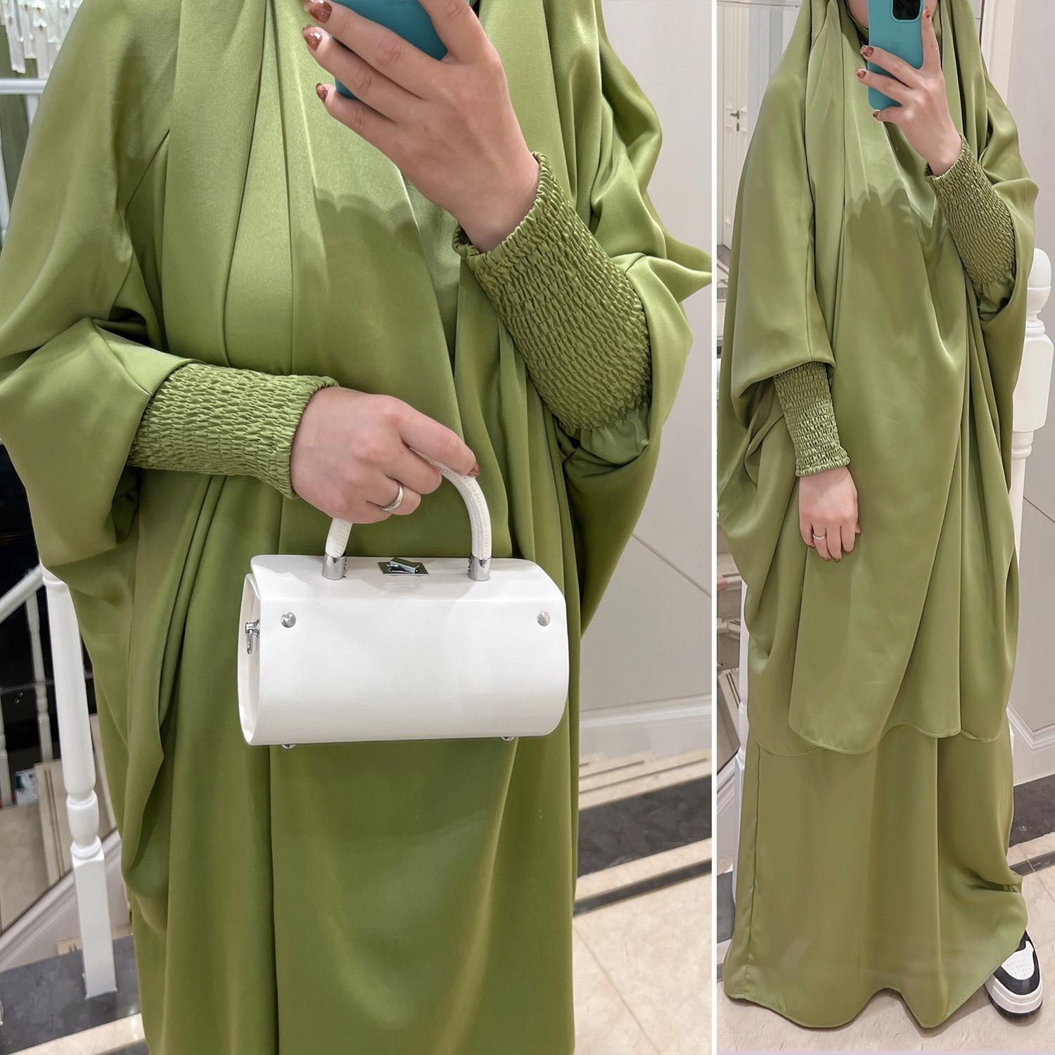 #LY33 Two piece nida jilbab come with skirt Solid Cape Sleeve Abaya, Modest Long Sleeve Maxi Abaya, Women's Clothing Prayer abaya