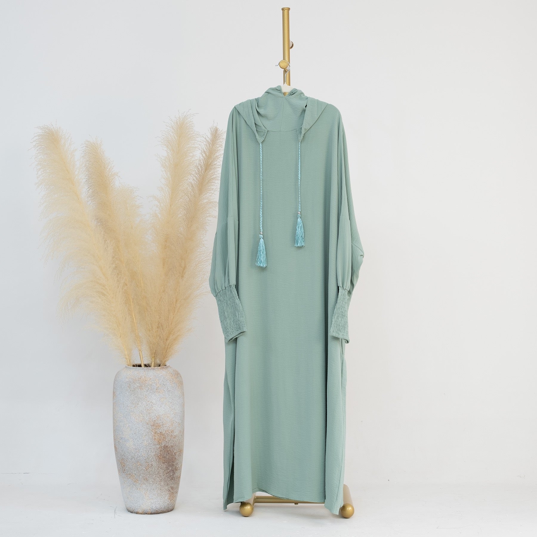 #LY20 Crepe hooded dress, plain maxi dress, casual muslim long women dress