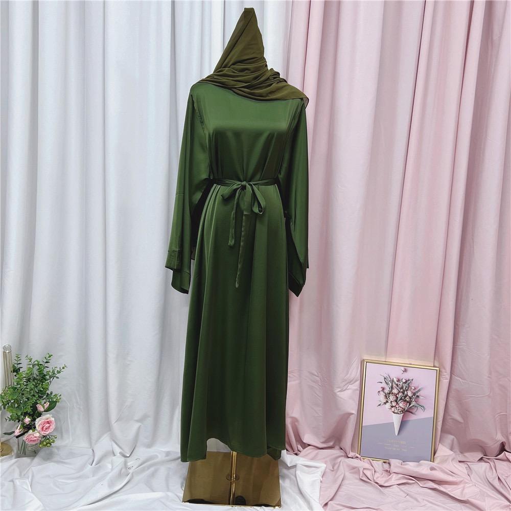 #LY44[Ramadan promotion] Latest model Silk abaya Plain satin abaya maxi dress muslim long women dress prayer dress