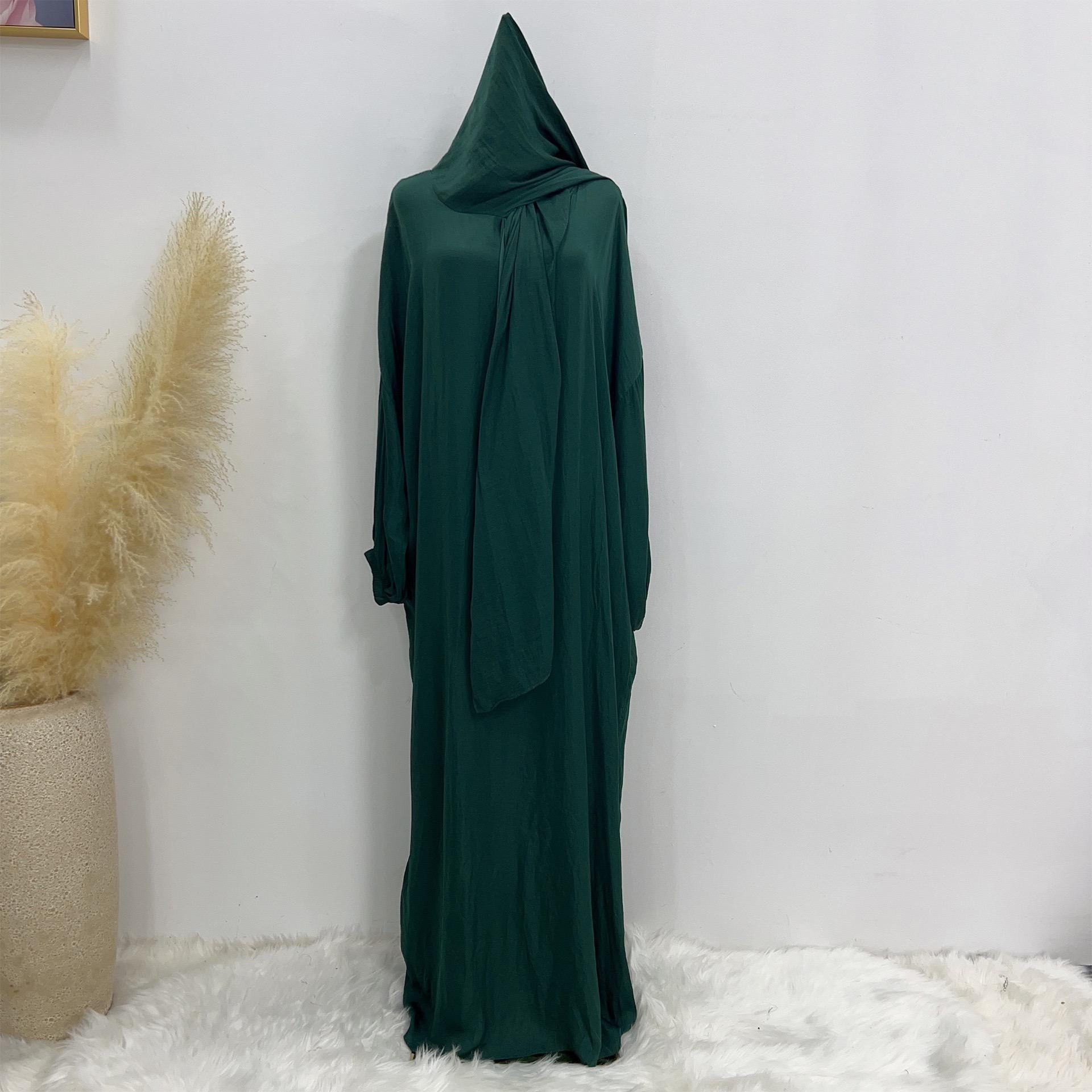 #LY42[Ramadan promotion] Latest model Crepe abaya with hijab hooded abaya maxi dress muslim long women dress prayer dress