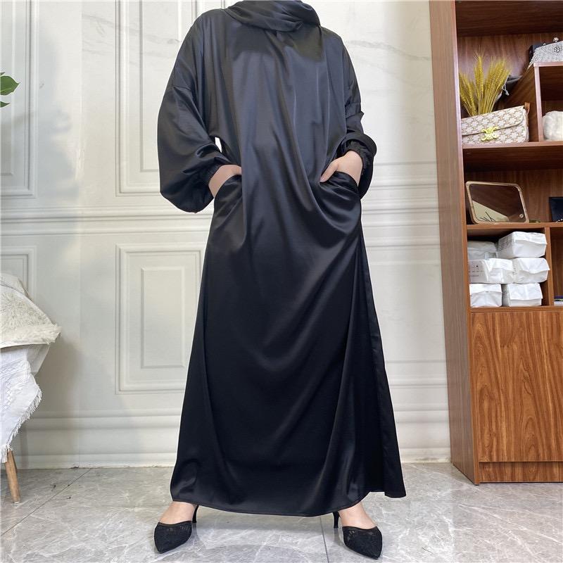 #LY29 Silk abaya with hijab hooded abaya maxi dress muslim long women dress prayer dress